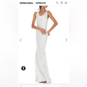 Norma Kamali satin white Maria dress. Only worn once!